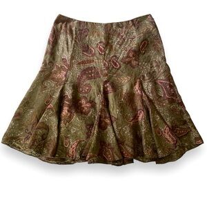 Ralph Lauren Olive and Burgundy Paisley Skirt
